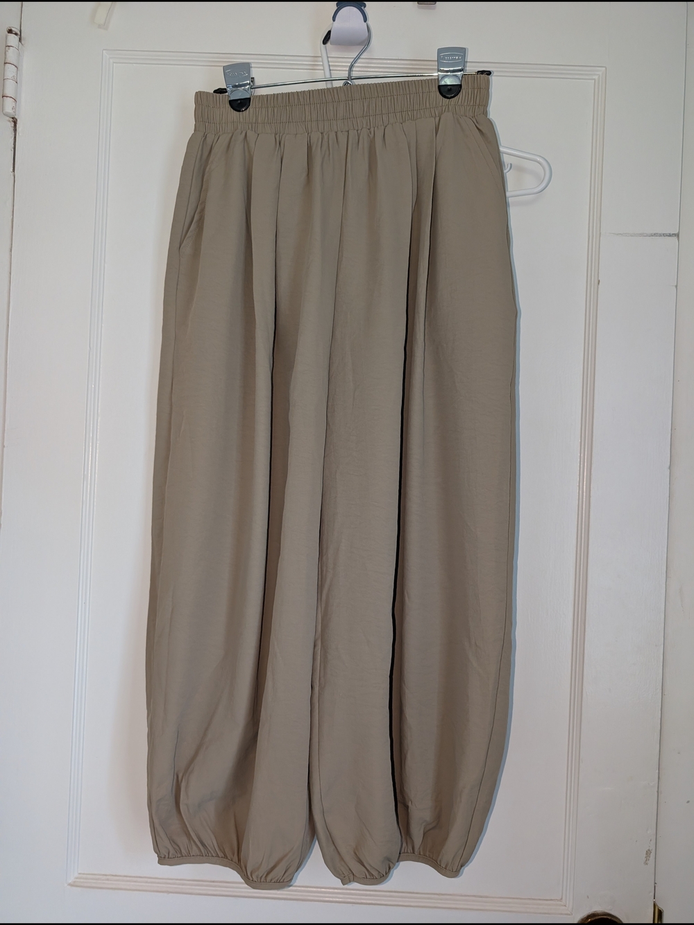 Women's Palazzo Elastic Waist Tan Lounge Pants